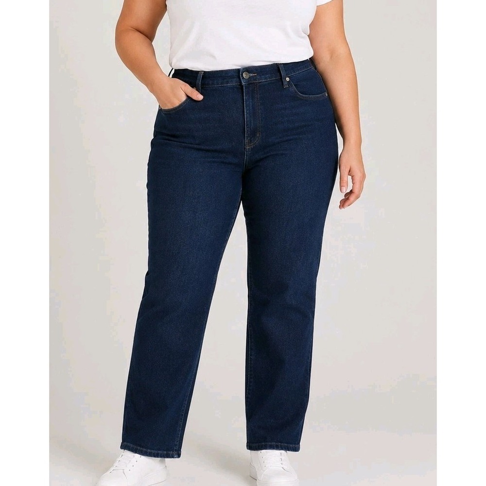 Terra & Sky 26W Petite Straight Leg Jeans High Rise Dark Wash NWT Plus